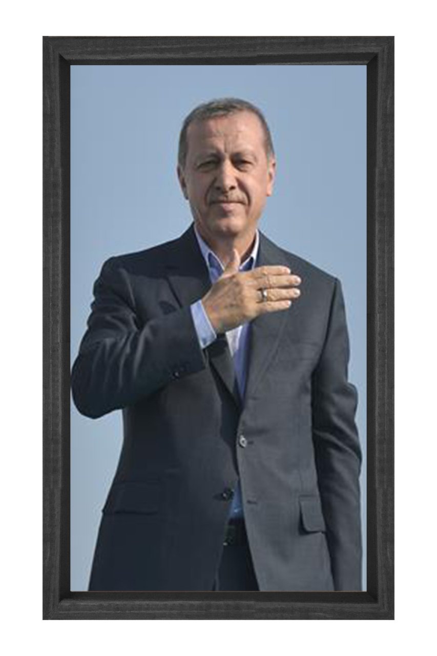 Sayın: Recep Tayyip Erdoğan Tablosu Siyah Ahşap Çerçeve - 100x200