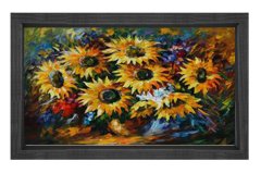 Vazoda Çiçekler Tablosu Siyah Ahşap - 70x100