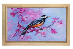 Kuş Tablosu Naturel Ahşap Çerçeve - 100x200