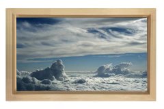 Bulutlu Gökyüzü Manzarası Tablosu Naturel Ahşap Çerçeve - 100x200