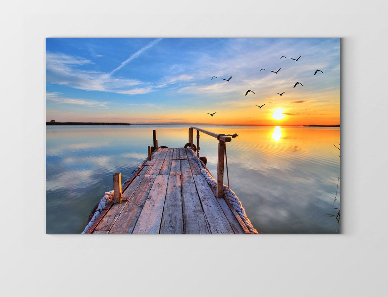 Güneş Batımı ve İskele Tablosu Çerçevesiz - 100x200
