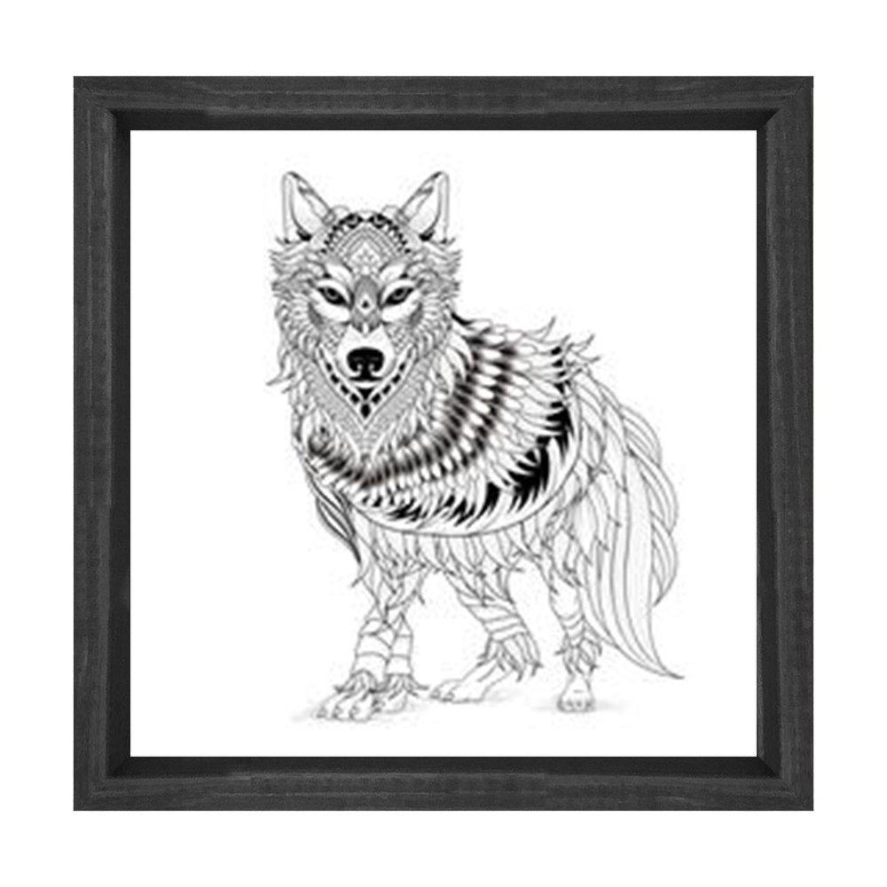 Kurt Boyama Tablo Tablosu Siyah Ahşap Çerçeve - 50x50