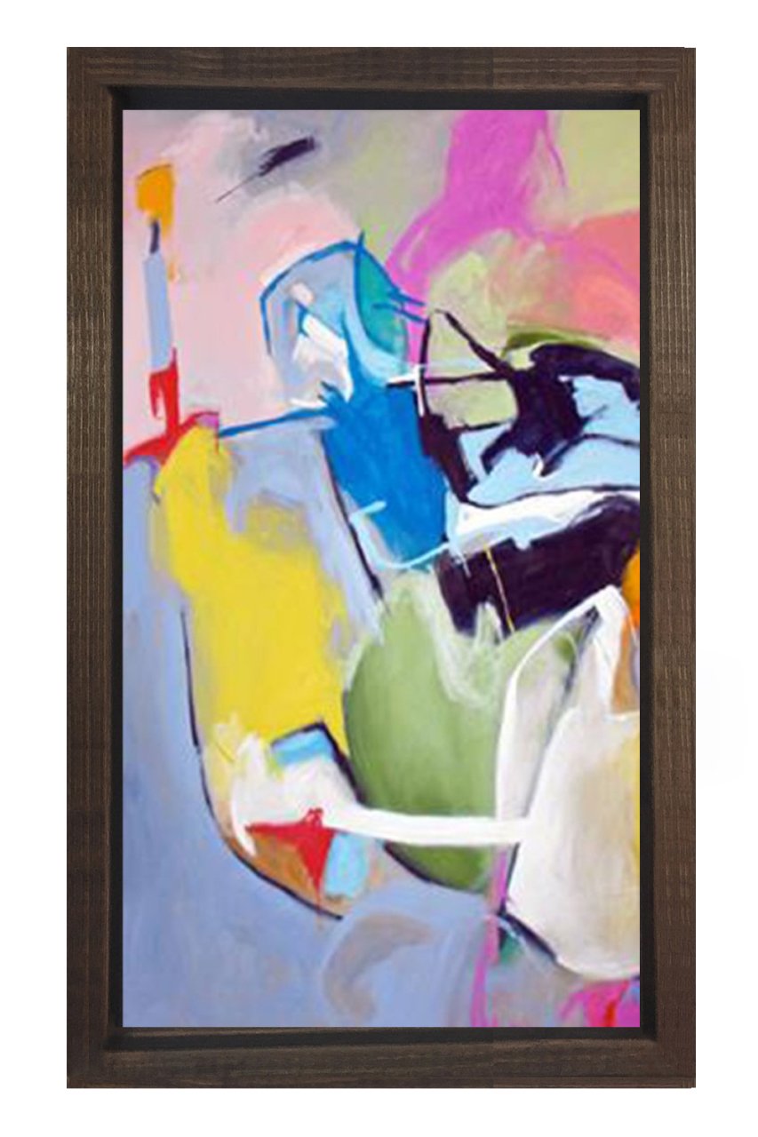 Soyut Reprodüksiyon Tablosu Kahverengi Ahşap - 50x70
