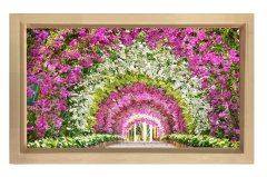 Çiçekli Yol Manzara Tablosu Naturel Ahşap - 45x30