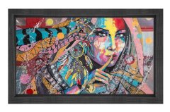 Desenli Soyut Kadın Tablosu Siyah Ahşap Çerçeve - 70x100