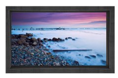 Taşlık Su Pastel Gökyüzü Tablosu Siyah Ahşap Çerçeve - 50x70