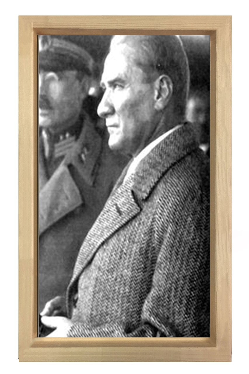 Atatürk Tablosu Naturel Ahşap - 50x70