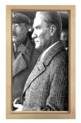 Atatürk Tablosu Naturel Ahşap - 50x70