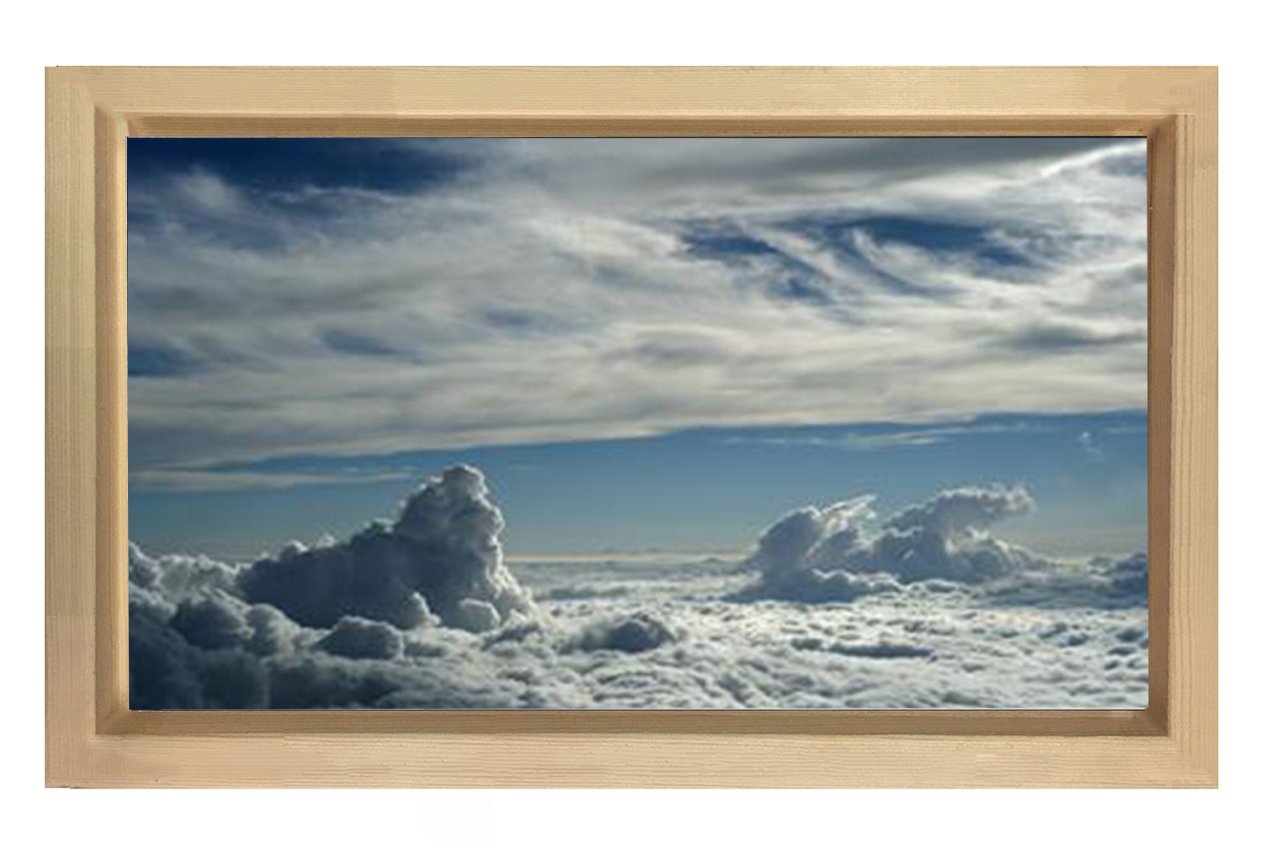 Bulutlu Gökyüzü Manzarası Tablosu Naturel Ahşap Çerçeve - 70x100