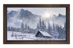 Karlı Dağ Manzarası Tablosu Kahverengi Ahşap Çerçeve - 45x30