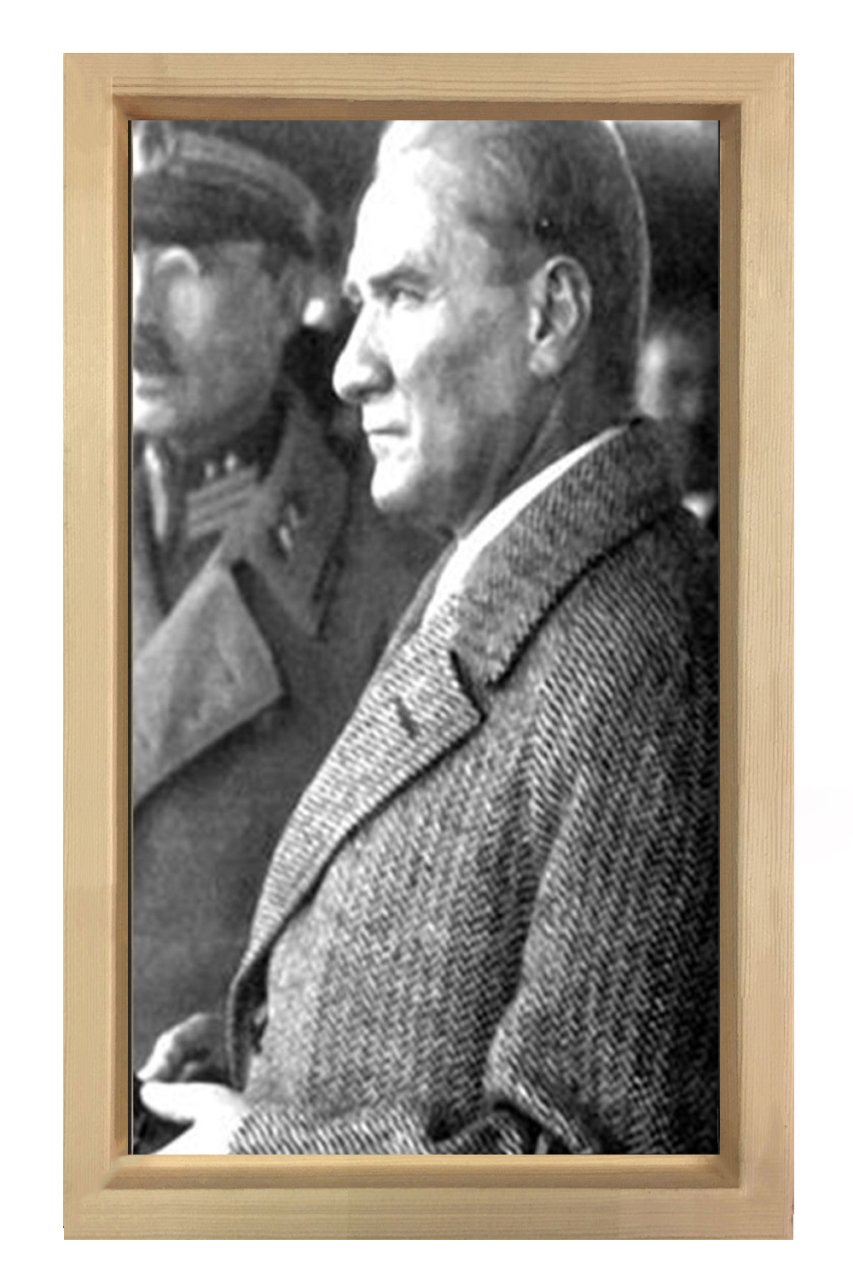 Atatürk Tablosu Naturel Ahşap - 50x90