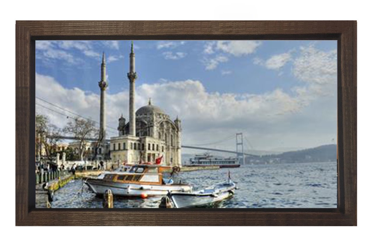 Ortaköy Camisi  Tablosu Kahverengi Ahşap Çerçeve - 45x30