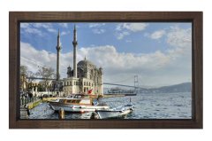 Ortaköy Camisi  Tablosu Kahverengi Ahşap Çerçeve - 45x30