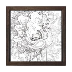 Muhteşem Tavus Kuşu Tablosu Kahverengi Ahşap Çerçeve - 30x30