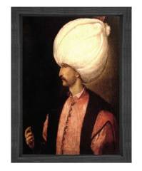 Sultan Süleyman Tablosu Siyah Ahşap Çerçeve - 50x90