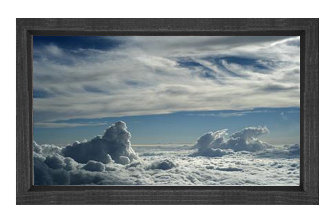 Bulutlu Gökyüzü Manzarası Tablosu Siyah Ahşap Çerçeve - 100x200