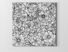 Çiçekli Desen Boyama Tablo Tablosu Çerçevesiz - 40x40