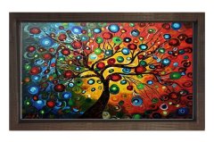 Soyut Nazar  Ağacı Tablosu Kahverengi Ahşap Çerçeve - 40x60