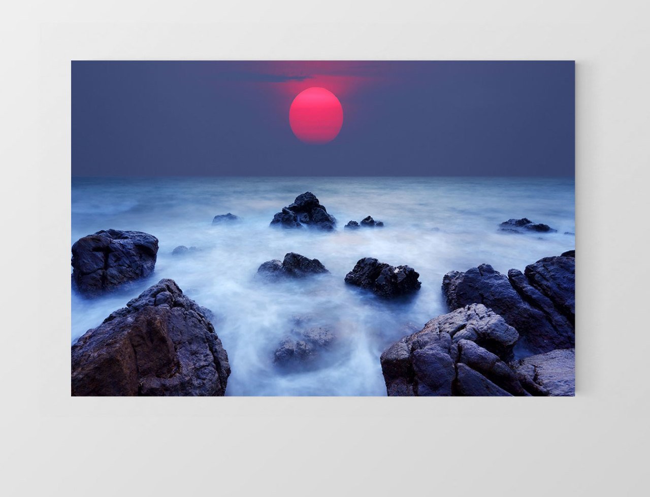 Güneş Batımı ve Deniz Kayalıkları Tablosu Çerçevesiz - 45x30