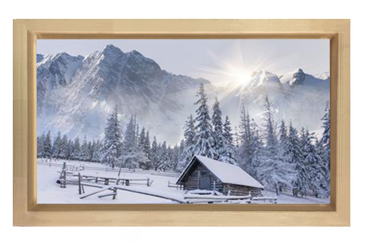Karlı Dağ Manzarası Tablosu Naturel Ahşap Çerçeve - 100x150