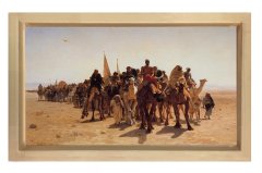 Çöl Kervanı Tablosu Naturel Ahşap Çerçeve - 40x60