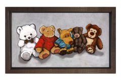 Sevimli Ayıcıklar Tablosu Kahverengi Ahşap Çerçeve - 100x150