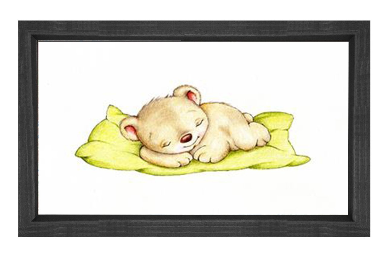 Uyuyan Tatlı Ayıcık Tablosu Siyah Ahşap Çerçeve - 70x100