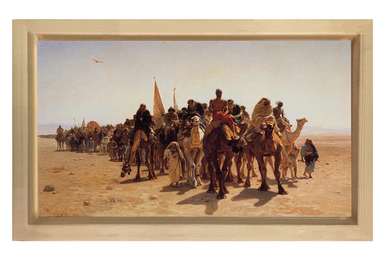 Çöl Kervanı Tablosu Naturel Ahşap Çerçeve - 45x30