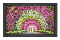 Çiçekli Yol Manzara Tablosu Siyah Ahşap - 50x70