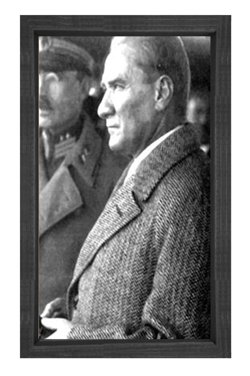 Atatürk Tablosu Siyah Ahşap - 50x70