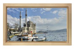 Ortaköy Camisi  Tablosu Naturel Ahşap Çerçeve - 40x60