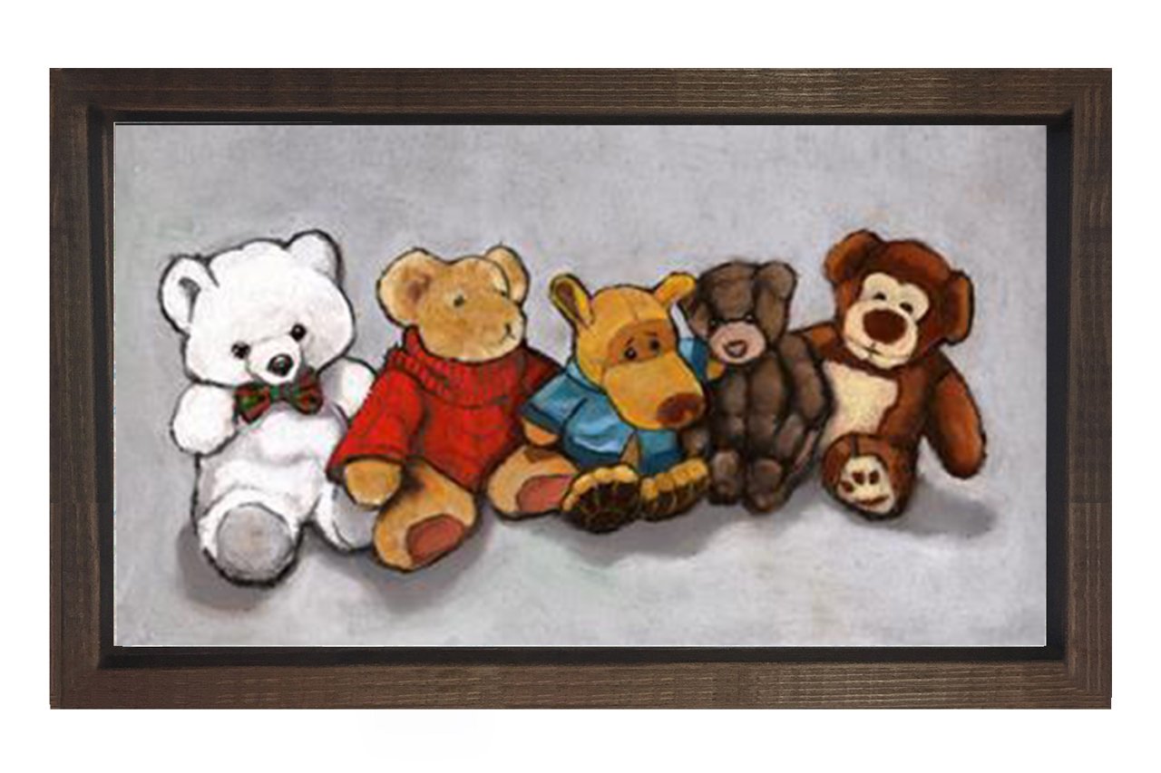 Sevimli Ayıcıklar Tablosu Kahverengi Ahşap Çerçeve - 40x60