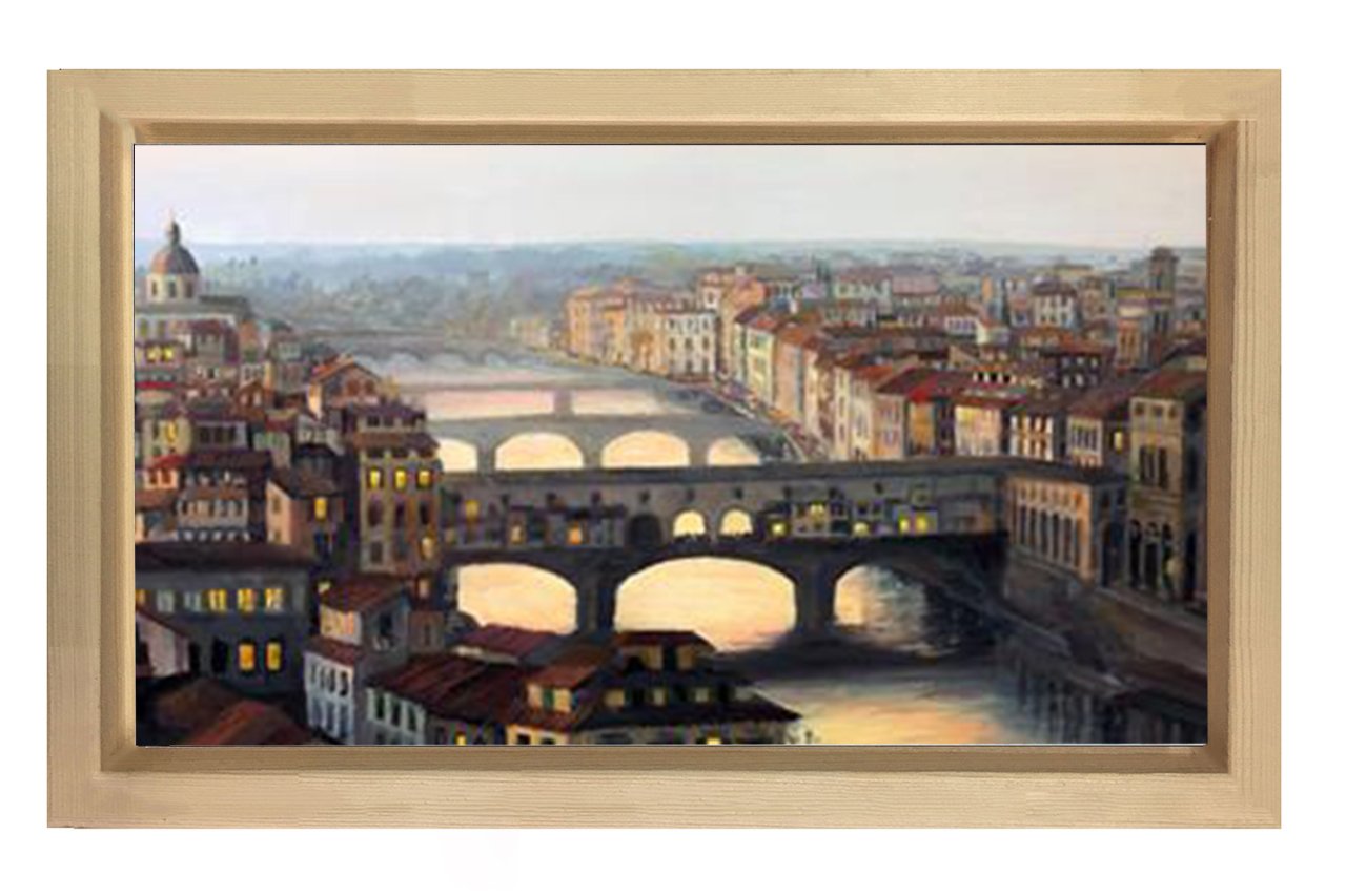 Köprülü Şehir Tablosu Naturel Ahşap Çerçeve - 70x100