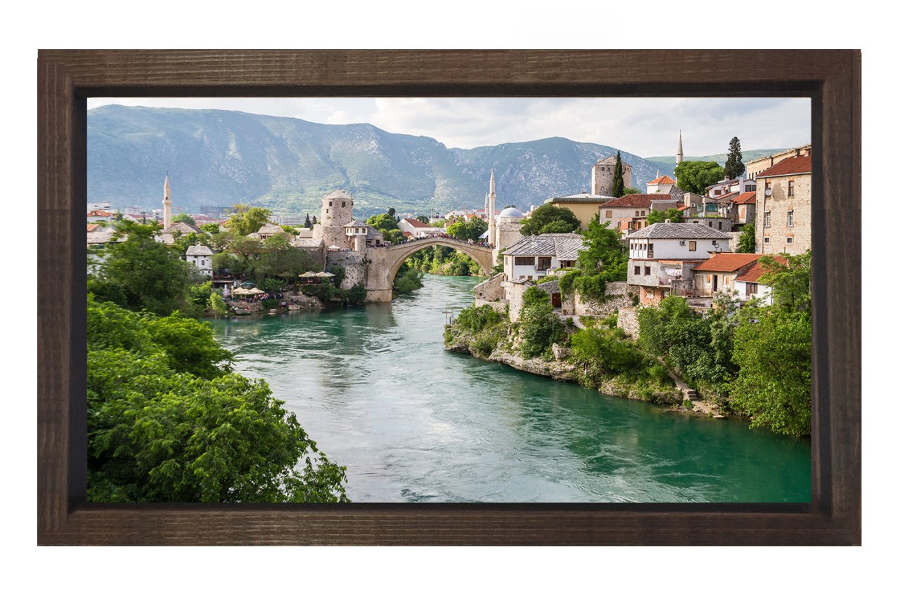 Mostar Köprüsü Tablosu Kahverengi Ahşap - 40x60