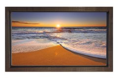 Sakin Deniz Gün Batımı Tablosu Kahverengi Ahşap Çerçeve - 50x70