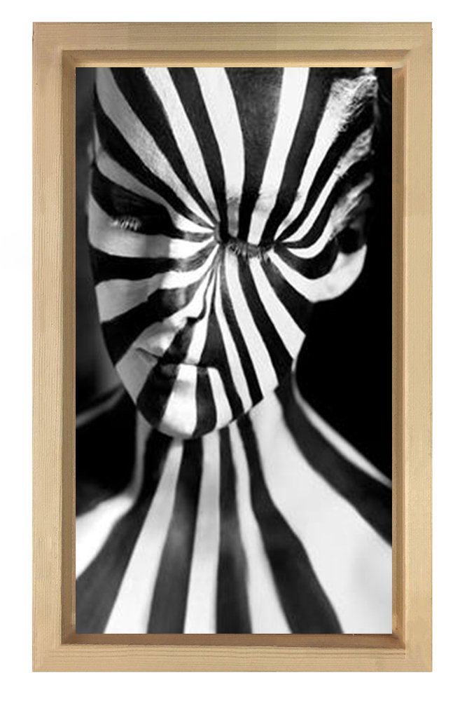 Siyah Beyaz  Adam Tablosu Naturel Ahşap Çerçeve - 50x90