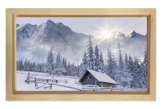 Karlı Dağ Manzarası Tablosu Naturel Ahşap Çerçeve - 50x90