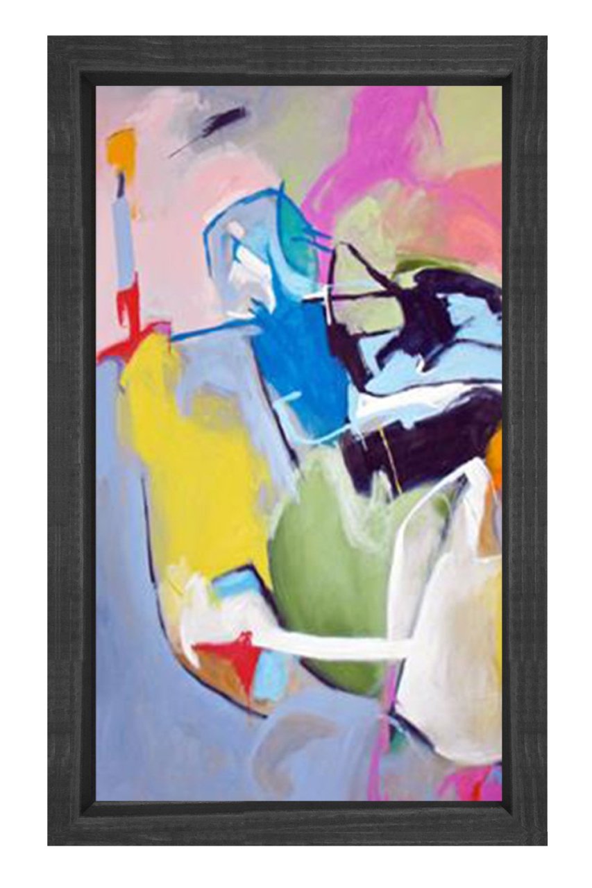 Soyut Reprodüksiyon Tablosu Siyah Ahşap - 45x30