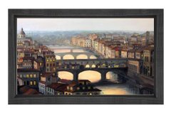 Köprülü Şehir Tablosu Siyah Ahşap Çerçeve - 40x60