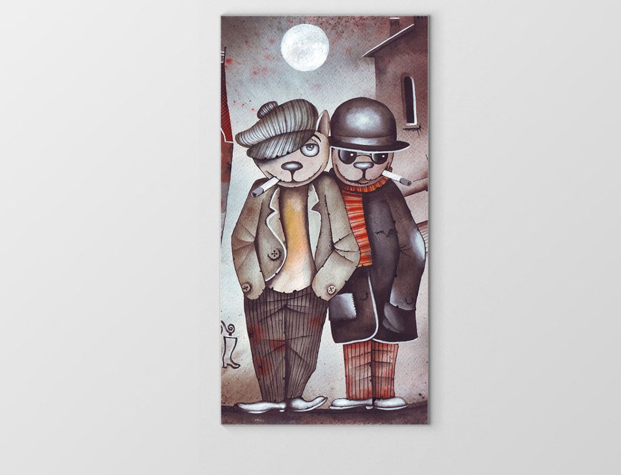 Sigara İçen Kediler Tablosu Çerçevesiz - 45x30