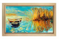 Kayık Ve Sazlık Reprödiksiyon Tablosu Naturel Ahşap - 45x30