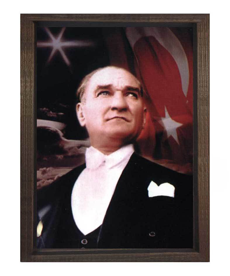 Atatürk Tablosu Kahverengi Ahşap - 100x200