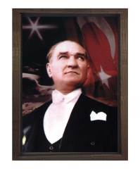 Atatürk Tablosu Kahverengi Ahşap - 100x200
