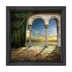 Gökyüzü Avlusu Tablosu Siyah Ahşap Çerçeve - 60x60
