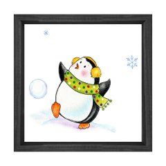 Dans Eden Penguen Tablosu Siyah Ahşap Çerçeve - 70x70