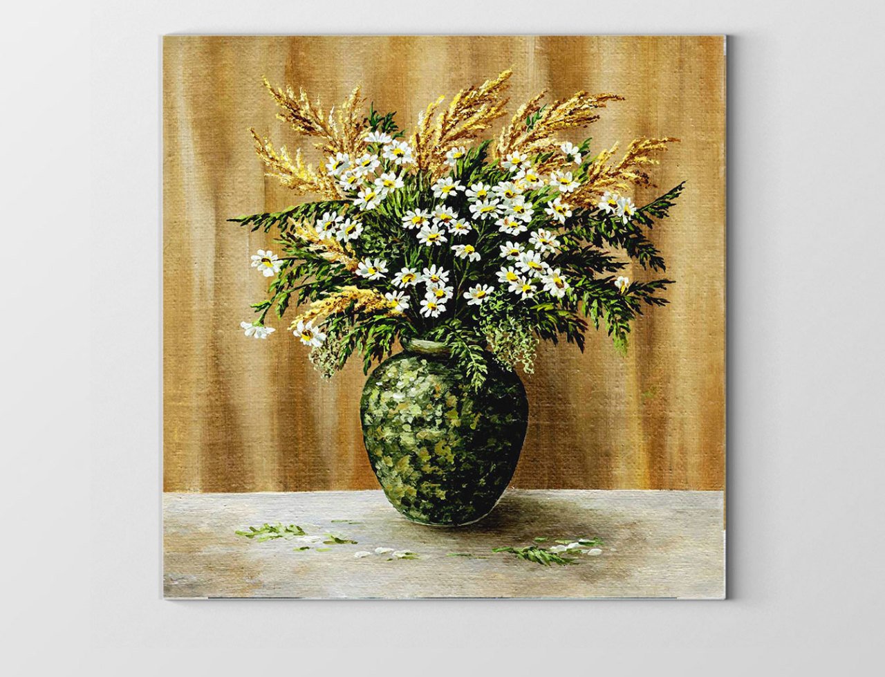 Vazoda Çiçek Natürmort Tablosu Çerçevesiz - 30x30