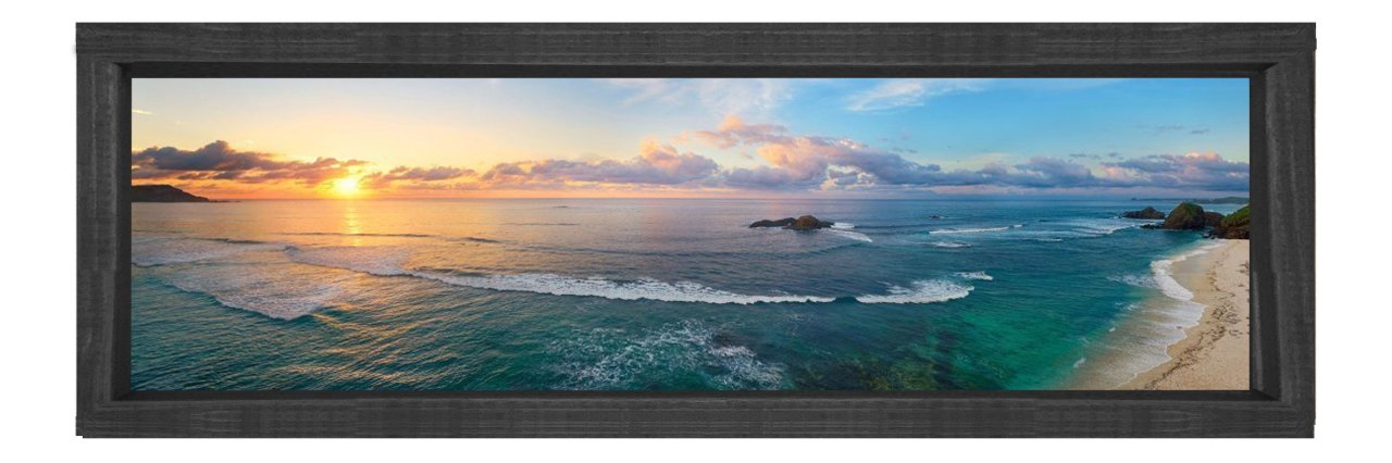 Gökyüzü ve Deniz Tablosu Siyah Ahşap Çerçeve - 200x70