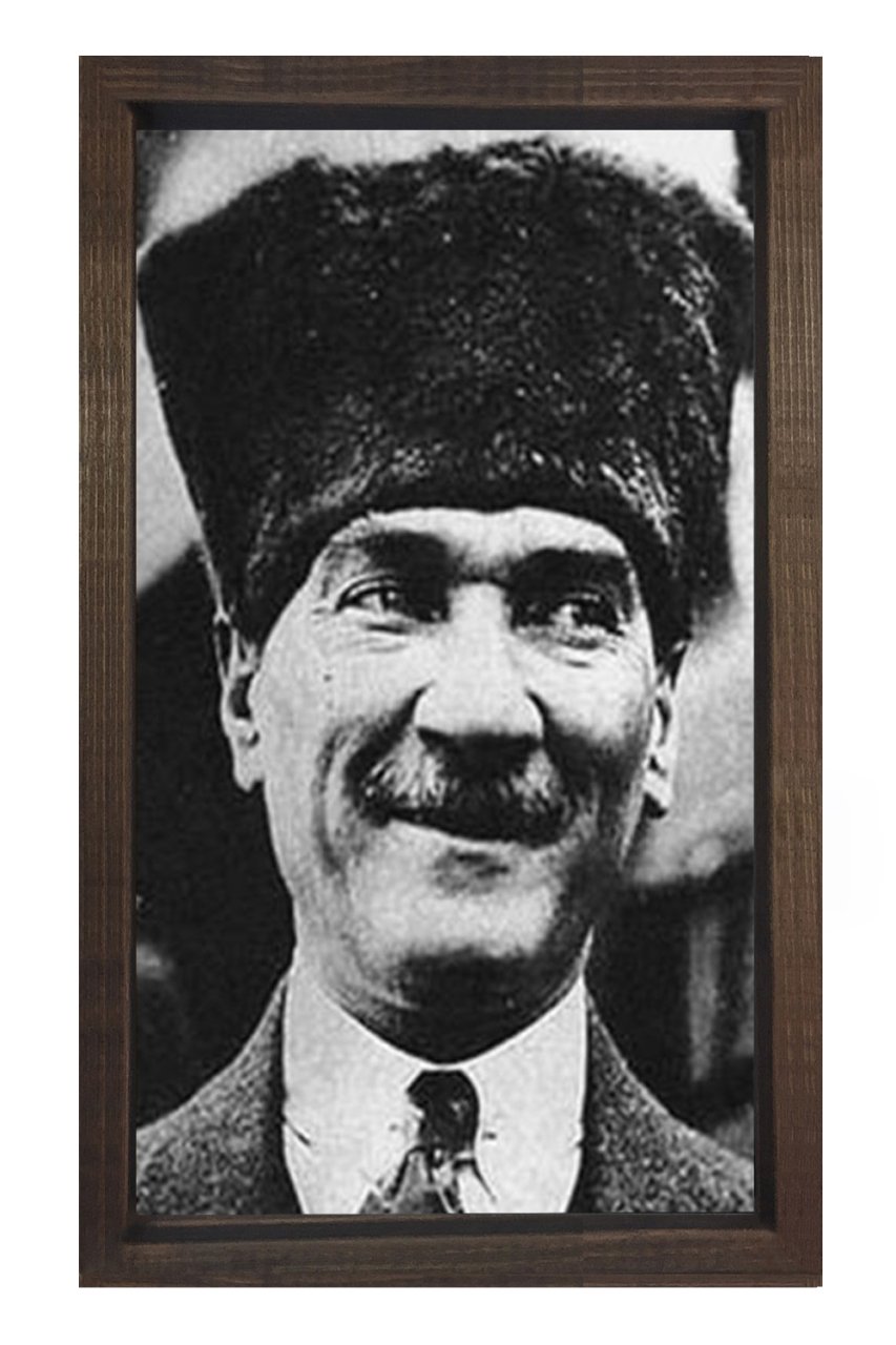 Ata Gülerken Tablosu Kahverengi Ahşap - 50x90