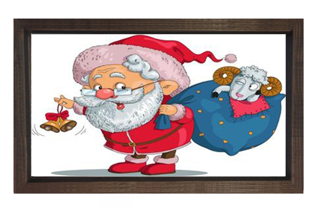 Noel Baba Tablosu Kahverengi Ahşap Çerçeve - 100x200