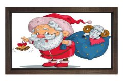 Noel Baba Tablosu Kahverengi Ahşap Çerçeve - 100x200